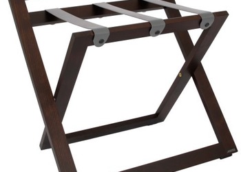 Stojak na bagaż R02S - kolor orzech z szarymi pasami skórzanymi