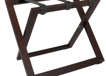 Stojak na bagaż R01 - kolor orzech z czarnymi pasami nylonowymi