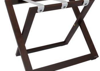 Stojak na bagaż R01 - kolor orzech z szarymi pasami nylonowymi