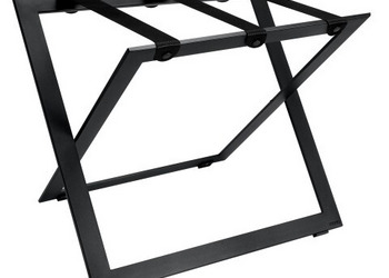 Stojak na bagaż R04B - stal czarna z czarnymi pasami nylonowymi