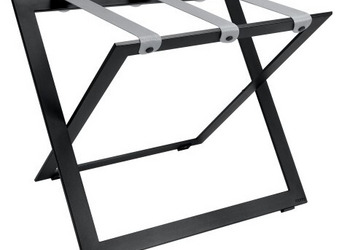 Stojak na bagaż R04B - stal czarna z szarymi pasami nylonowymi